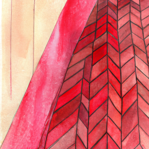 A herringbone patterned laminate floor in a bold red color adds elegance and sophistication to a room.