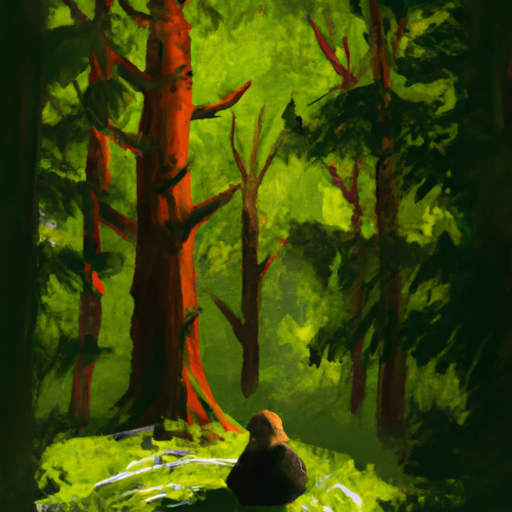 a person sitting in a serene forest surr 512x512 65752815