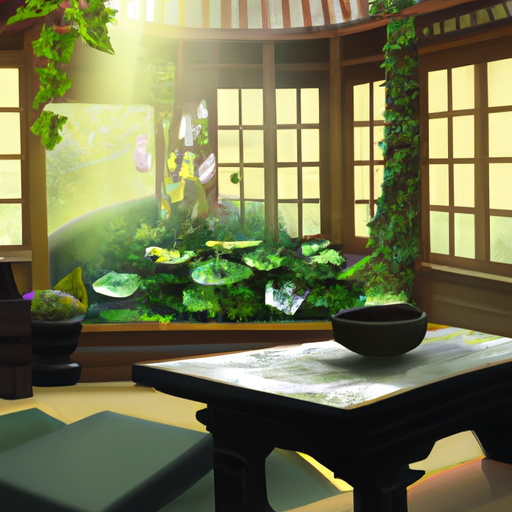 a serene sunlit meditation room with a v 512x512 30895944