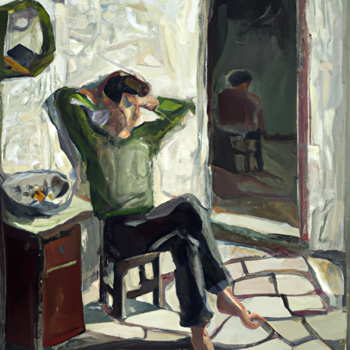 practicing self reflection oil painting 512x512 44788633